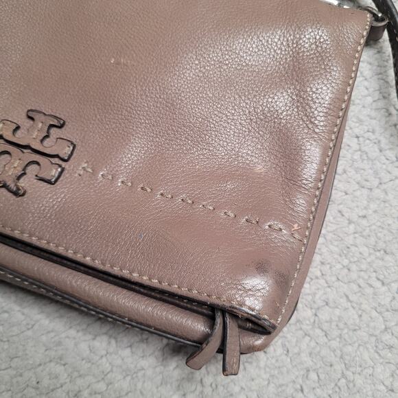 Tory Burch Bag Womens Brown Leather Mcgraw Foldover Tassel Crossbody Handbag - Picture 8 of 9